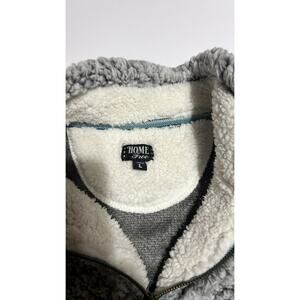 Men's Large Gray Sherpa Fleece 1/4 Snap Sweater